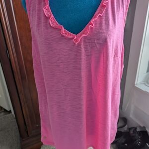 Lilly Pulitzer Pink Ruffled V-Neck Tank Top